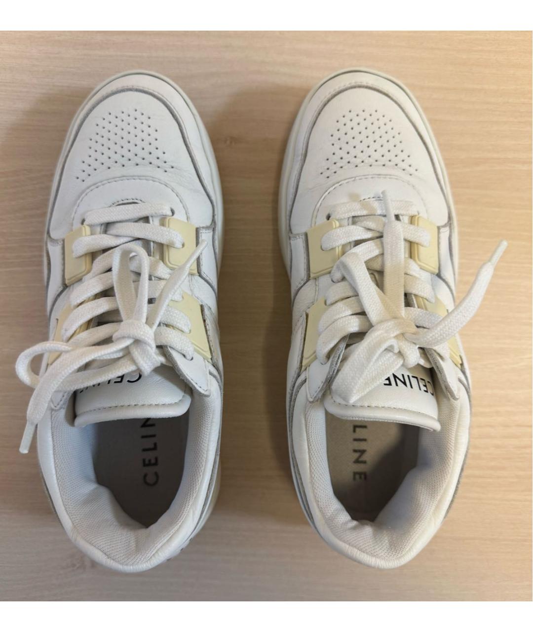 CELINE Белые кожаные кроссовки, фото 3