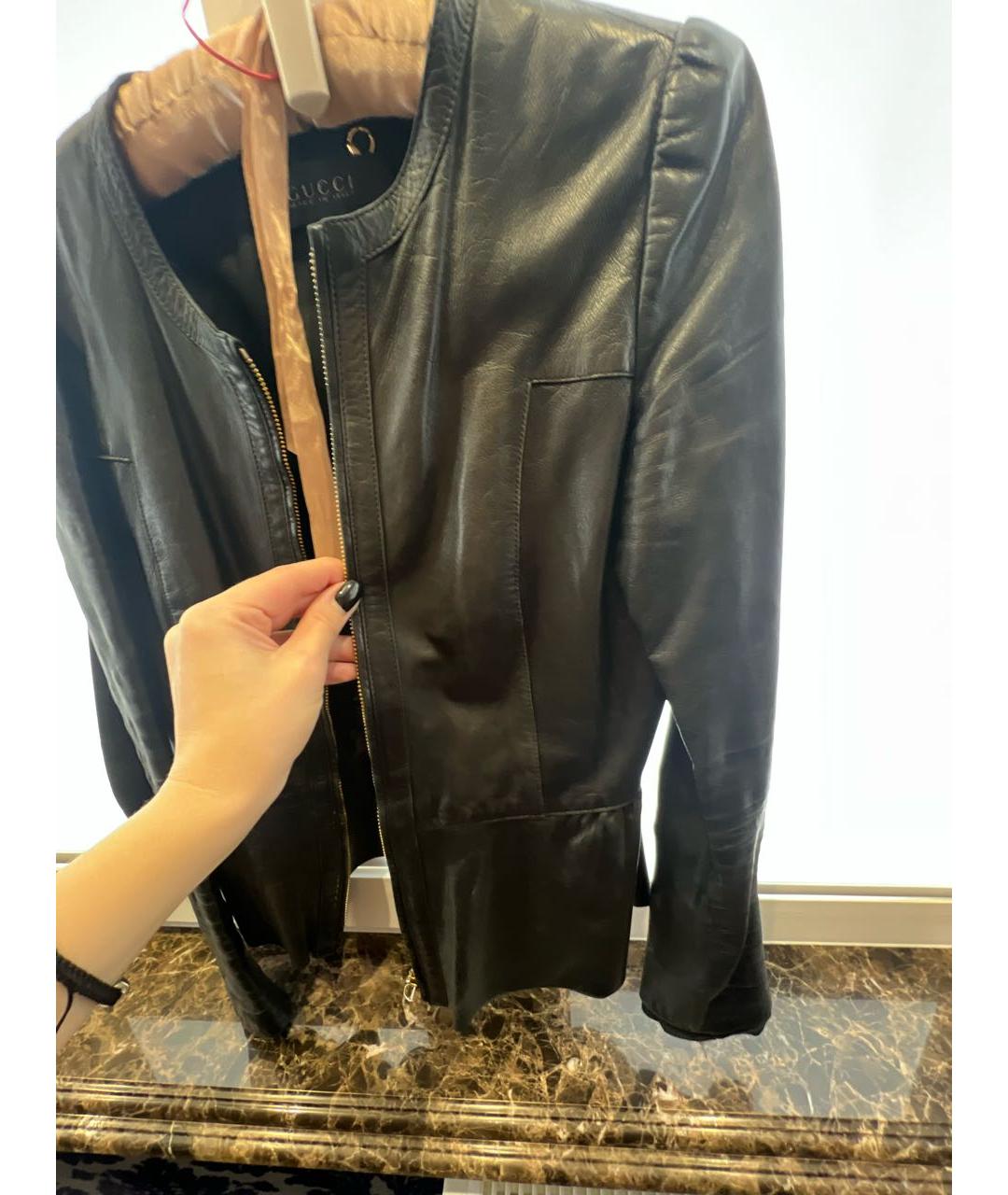 GUCCI Черная кожаная куртка, фото 7