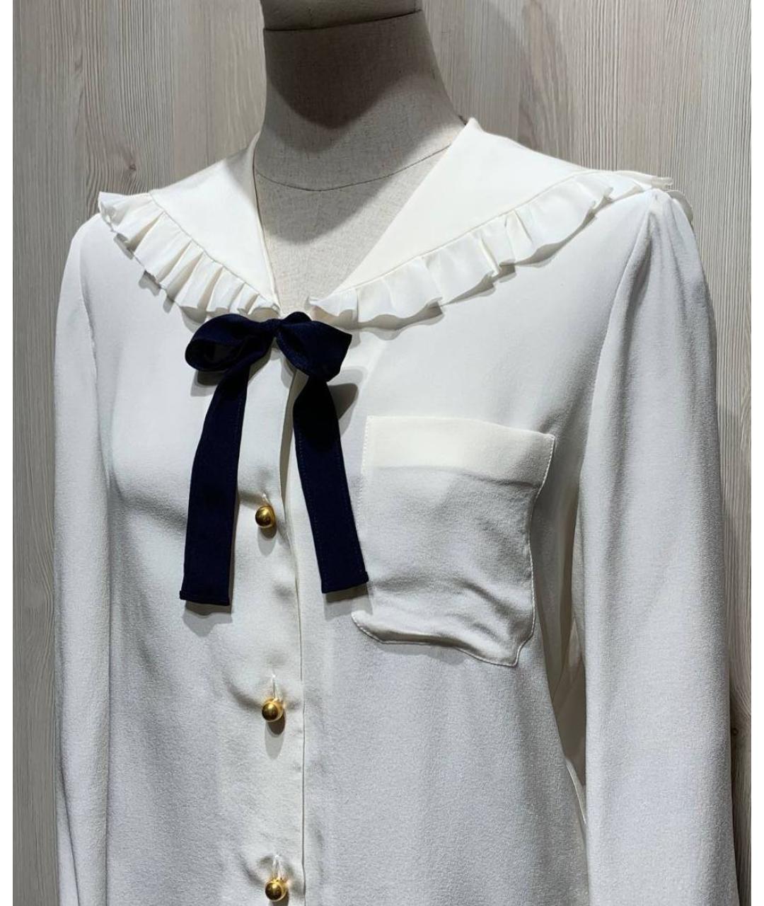 MIU MIU Белая шелковая блузы, фото 2
