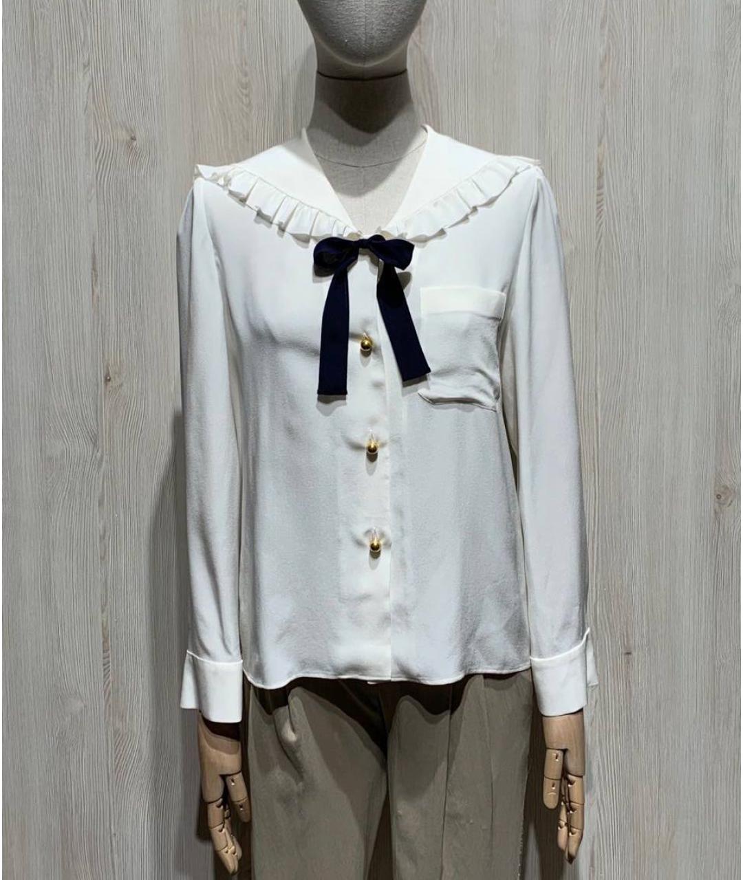 MIU MIU Белая шелковая блузы, фото 9
