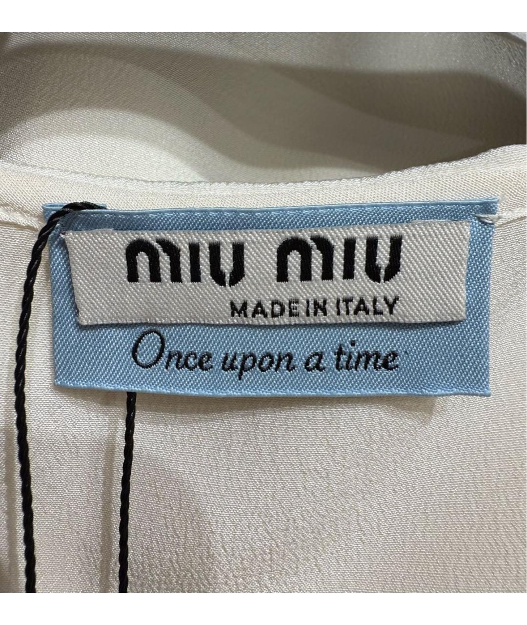 MIU MIU Белая шелковая блузы, фото 5