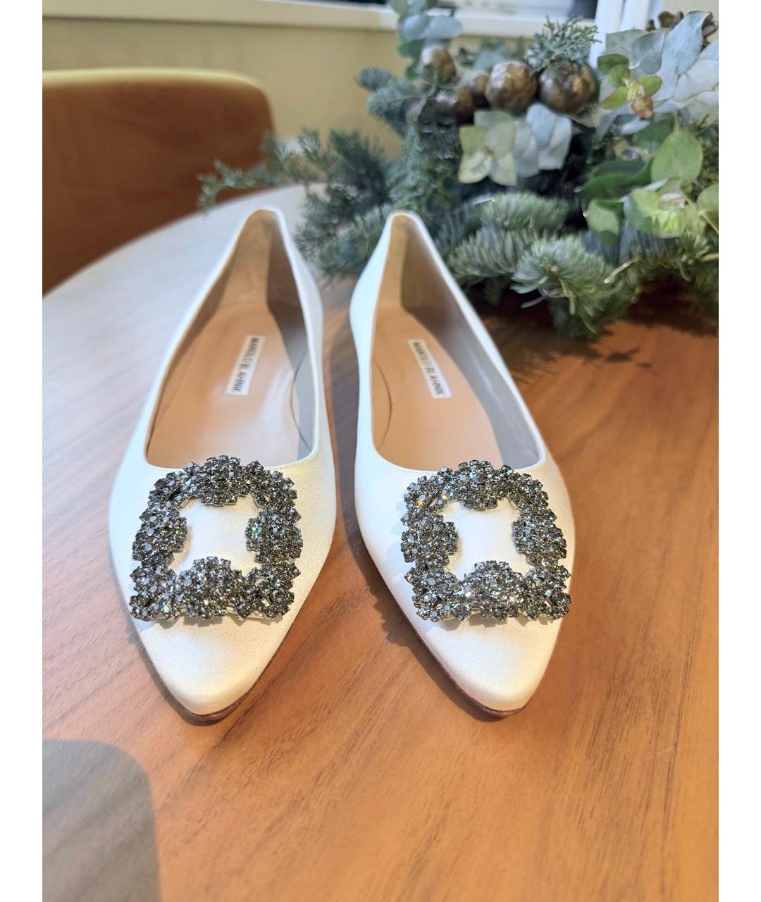 MANOLO BLAHNIK Бежевые текстильные балетки, фото 2