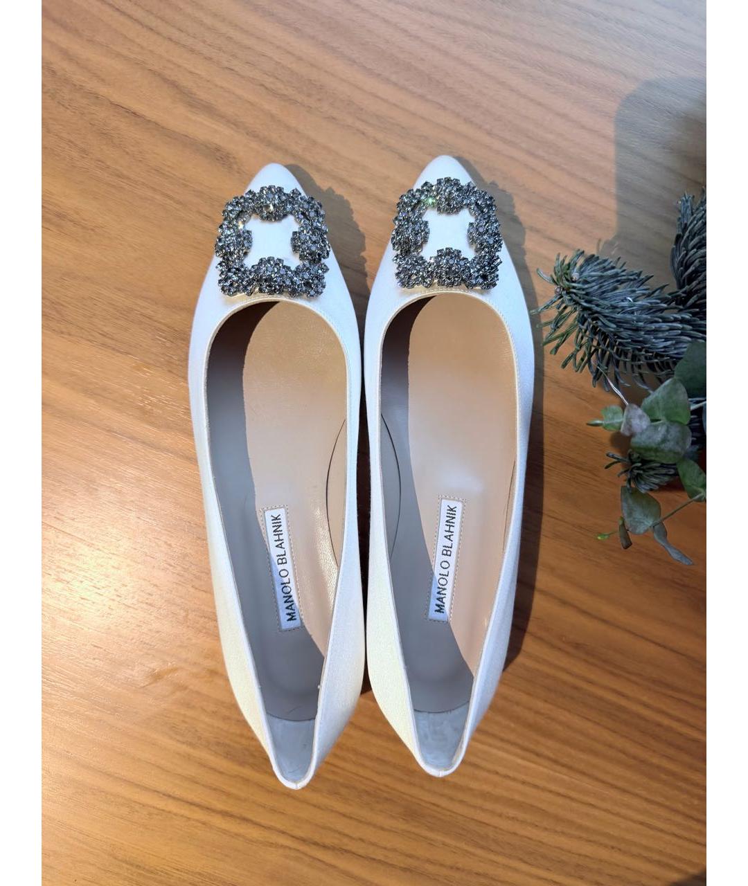 MANOLO BLAHNIK Бежевые текстильные балетки, фото 3