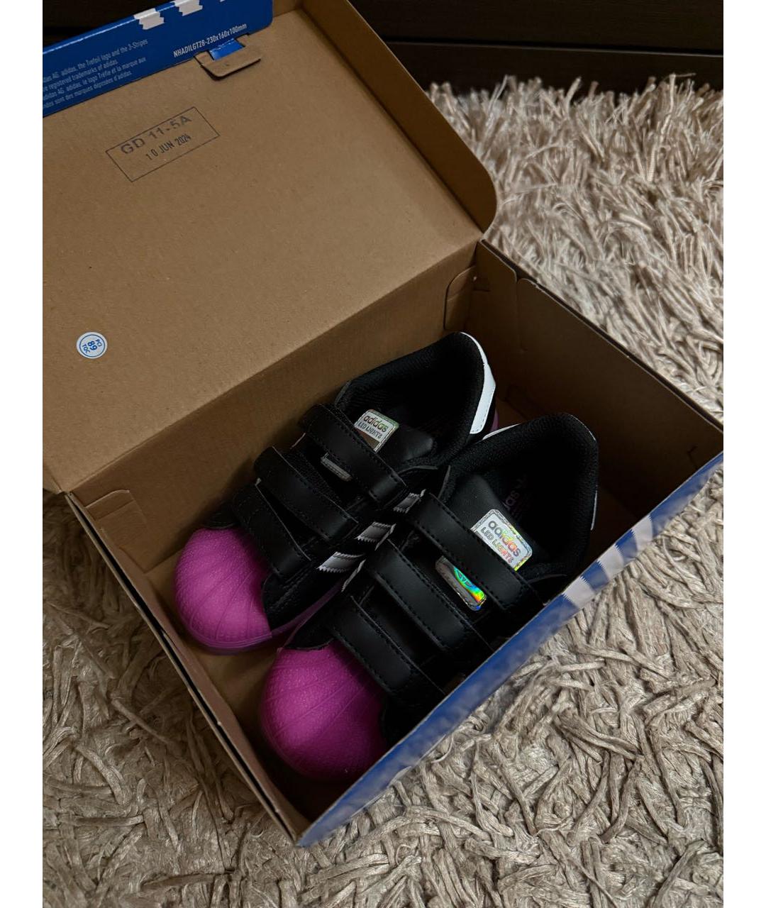 ADIDAS Черные кожаные кеды, фото 2