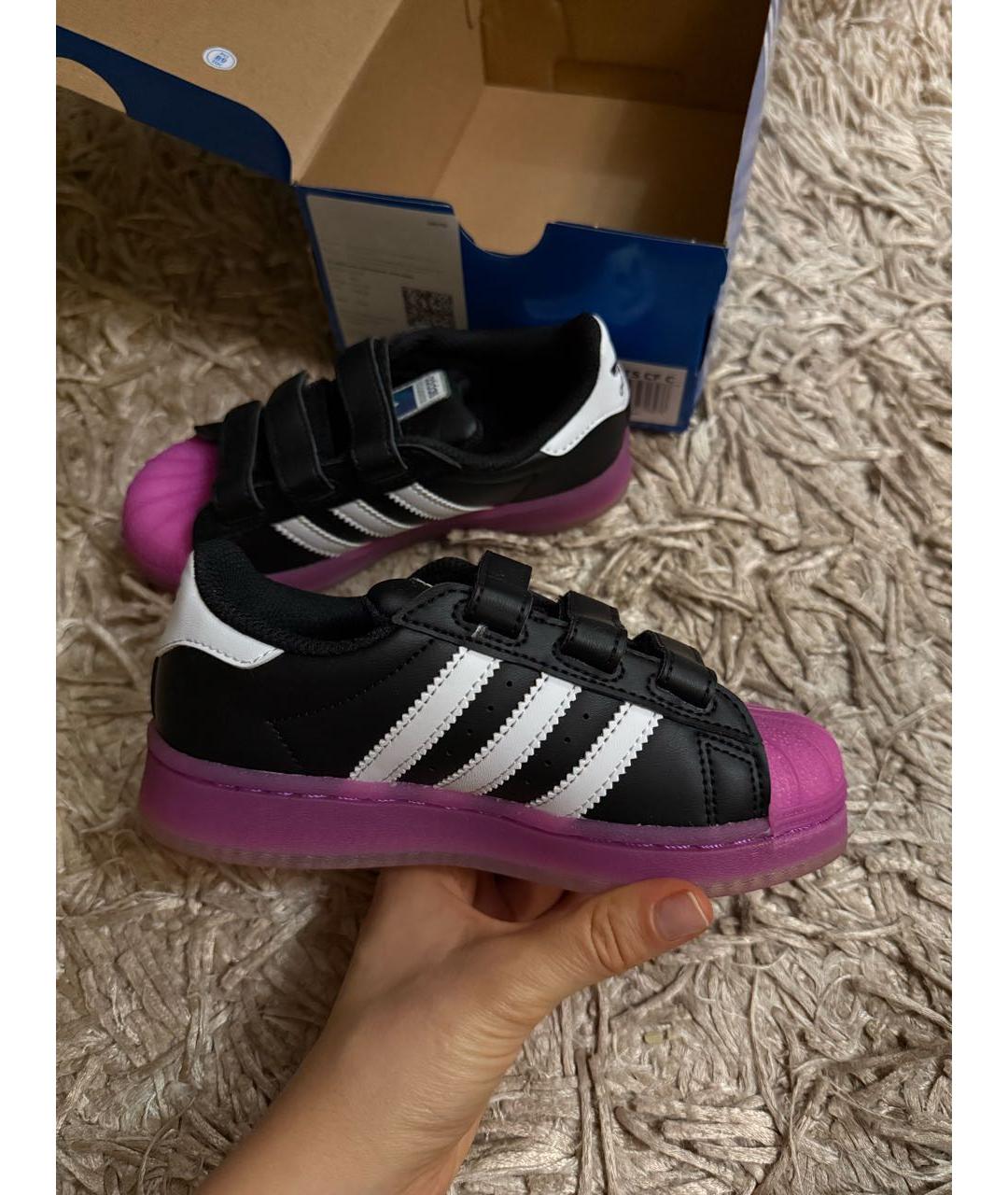 ADIDAS Черные кожаные кеды, фото 4