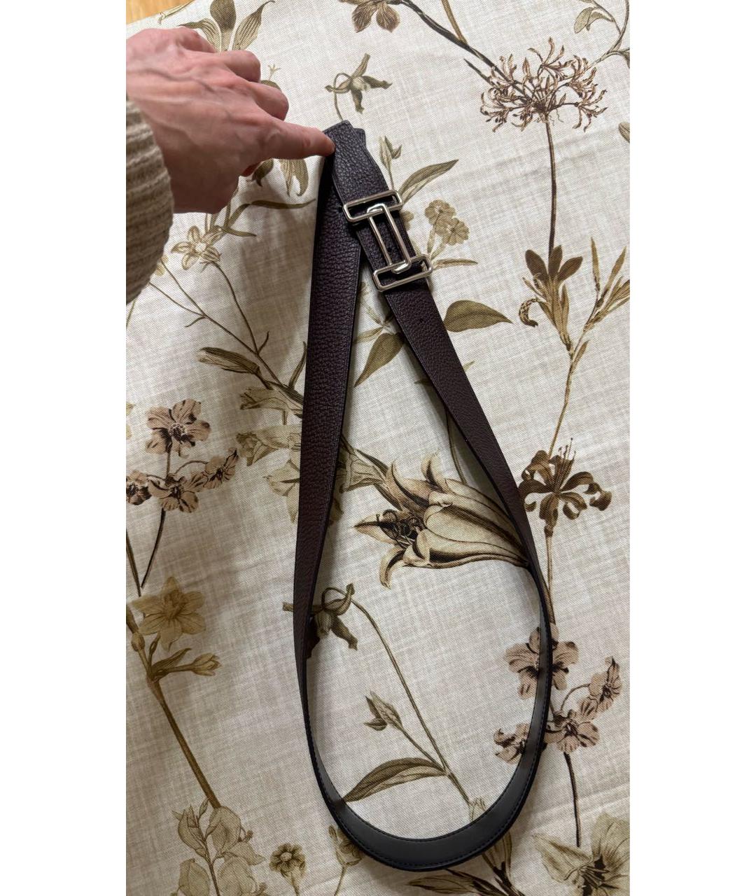 HERMES Коричневый кожаный ремень, фото 5