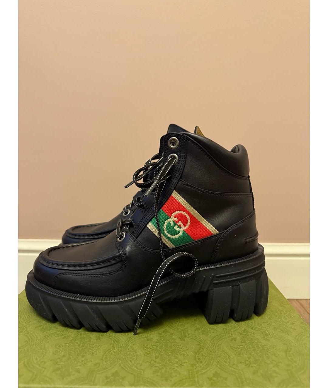 GUCCI Черные кожаные ботинки, фото 7