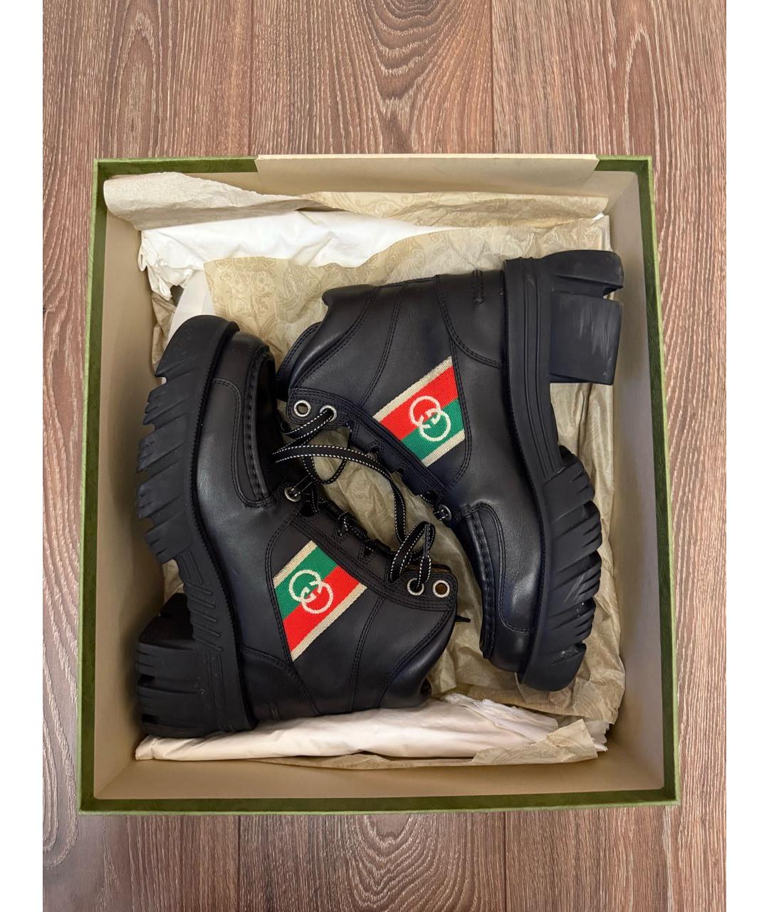 GUCCI Черные кожаные ботинки, фото 5