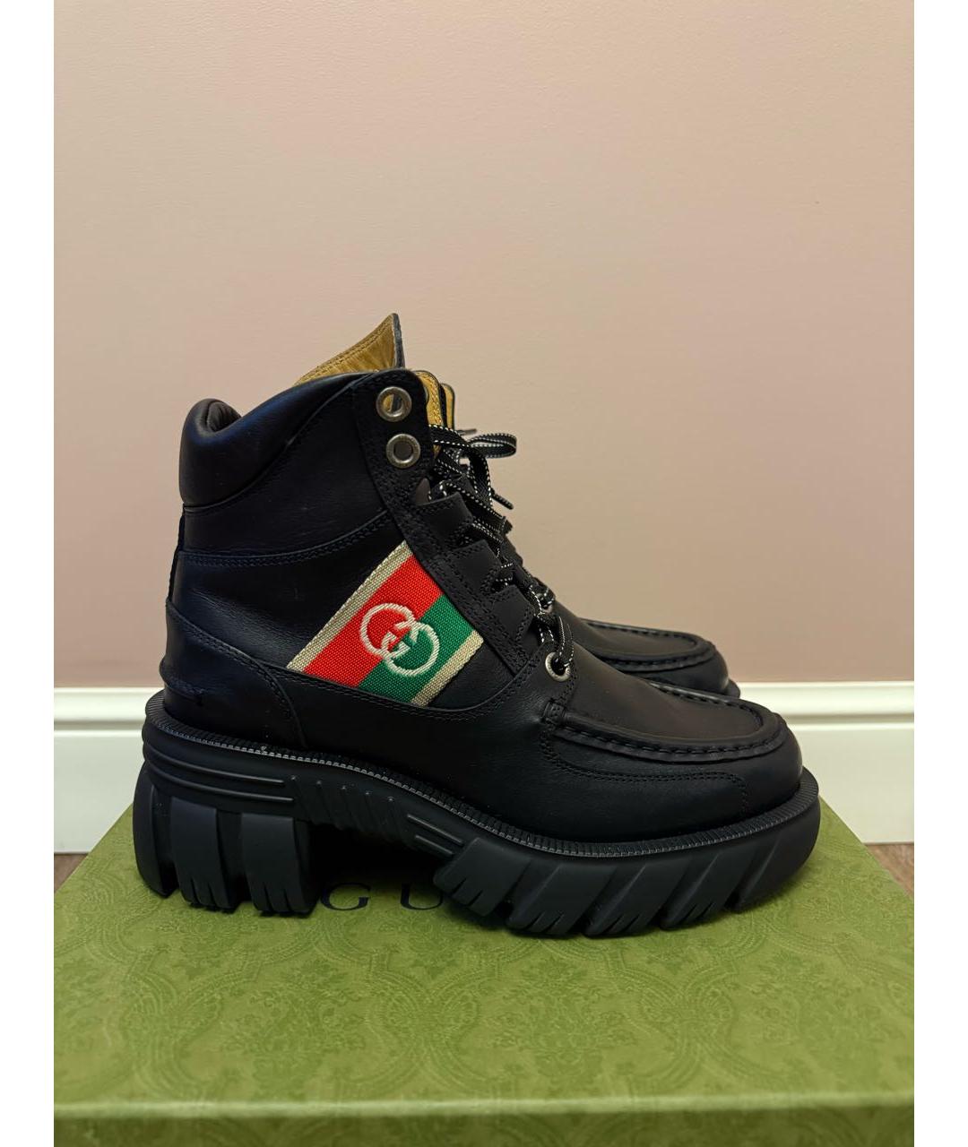 GUCCI Черные кожаные ботинки, фото 8
