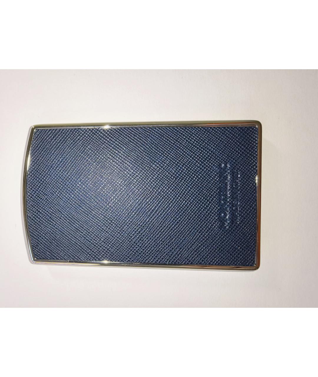 MONTBLANC Темно-синяя кожаная визитница, фото 4