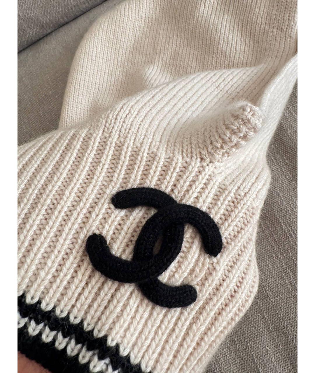 CHANEL Бежевая кашемировая повязка на голову, фото 3