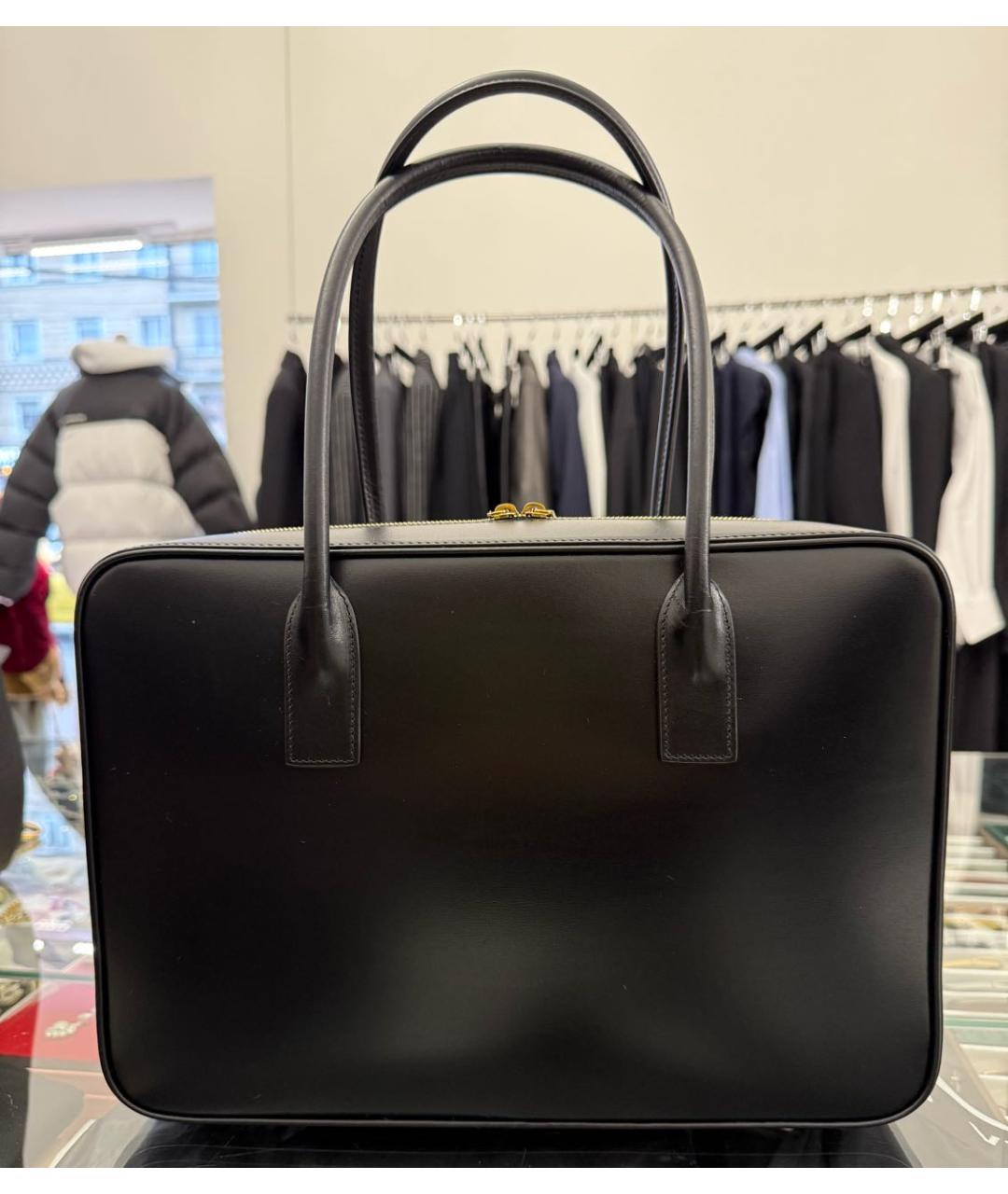 SAINT LAURENT Черная кожаная сумка с короткими ручками, фото 3