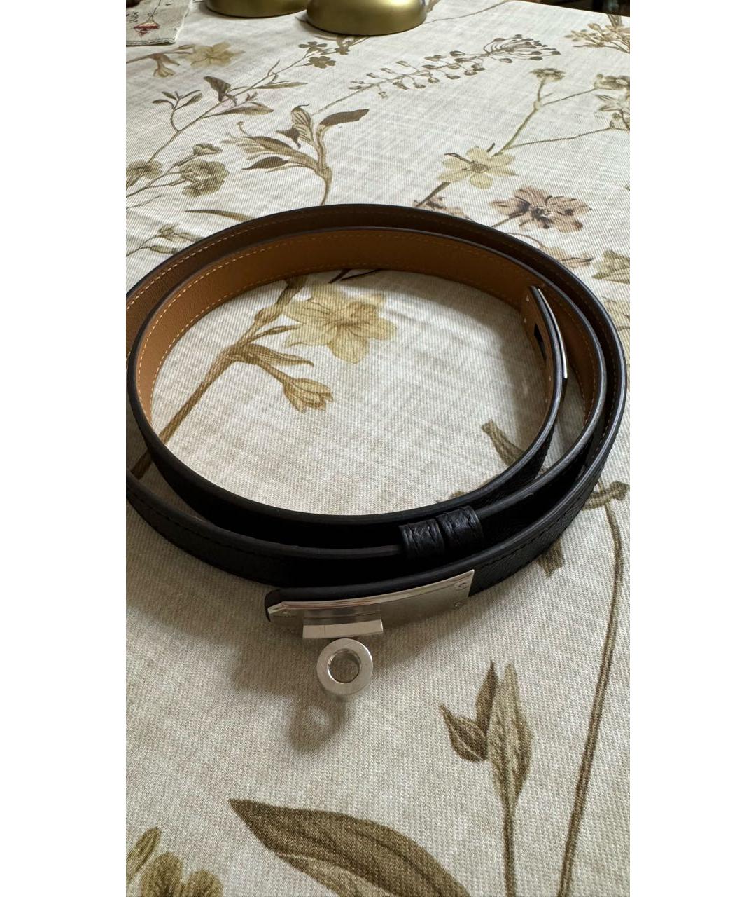 HERMES Черный кожаный ремень, фото 9