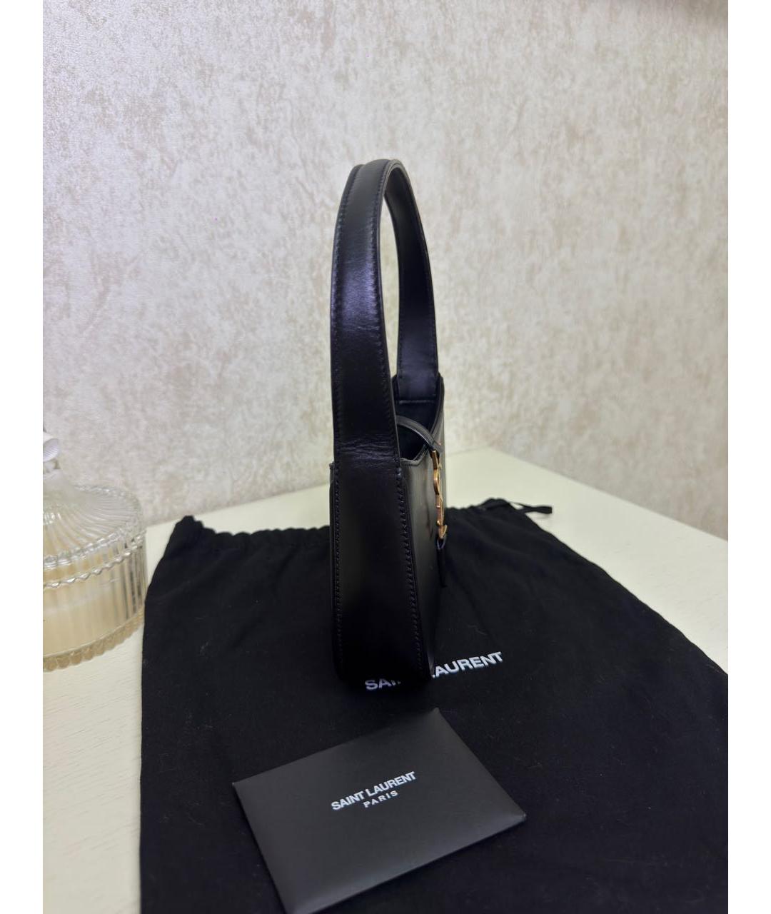 SAINT LAURENT Черная кожаная сумка с короткими ручками, фото 2