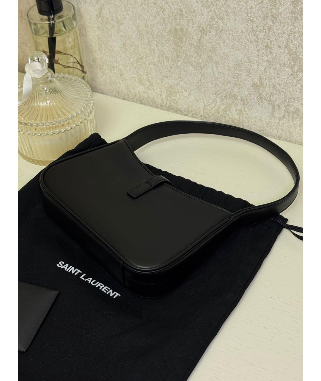 SAINT LAURENT Черная кожаная сумка с короткими ручками, фото 3