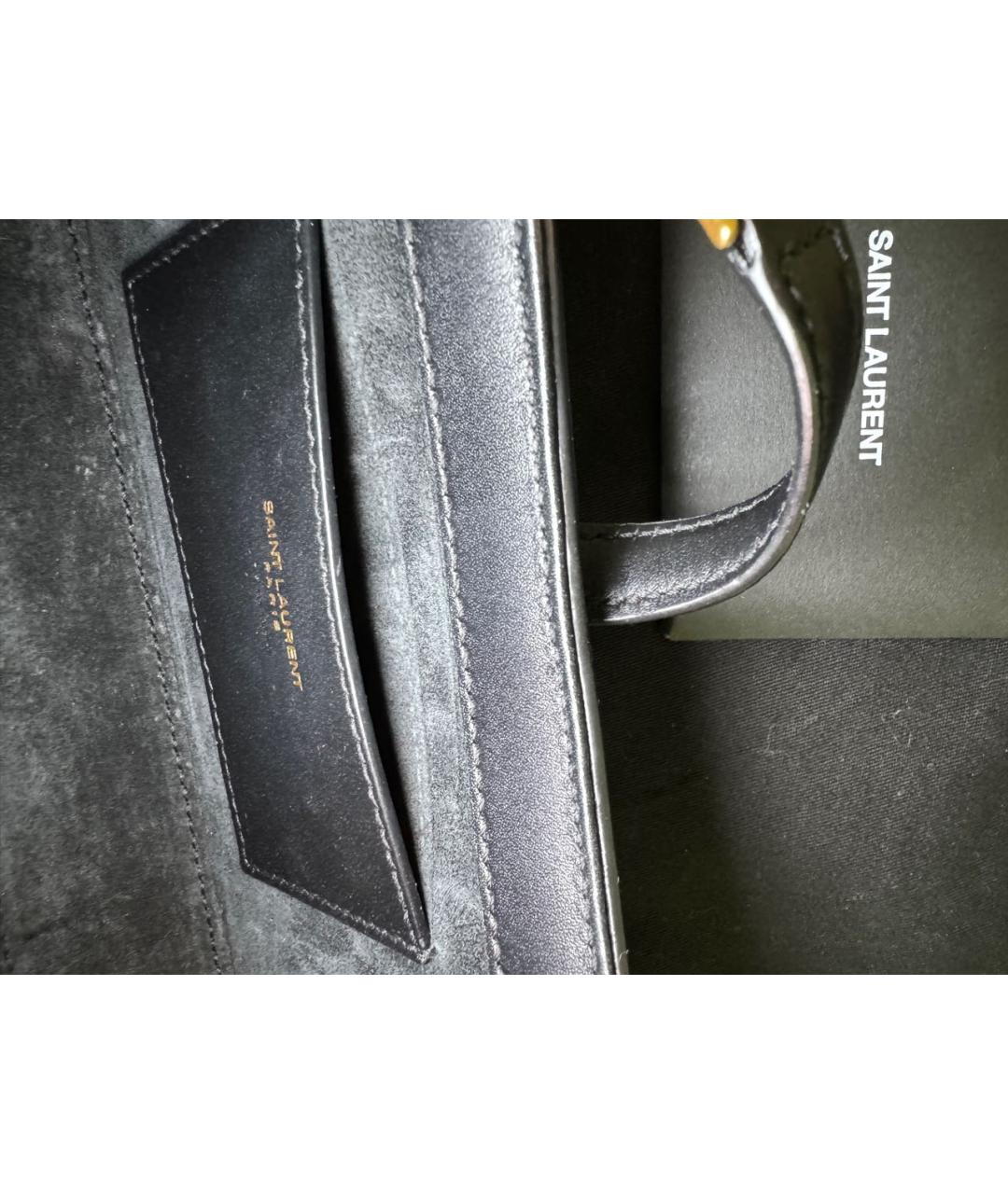 SAINT LAURENT Черная кожаная сумка с короткими ручками, фото 4