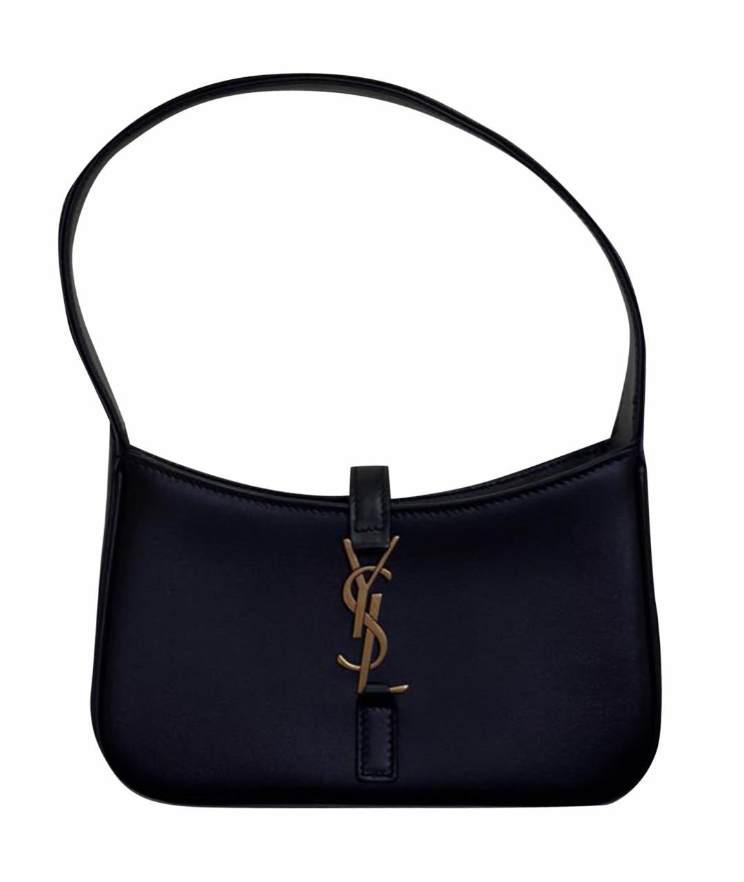 SAINT LAURENT Черная кожаная сумка с короткими ручками, фото 1