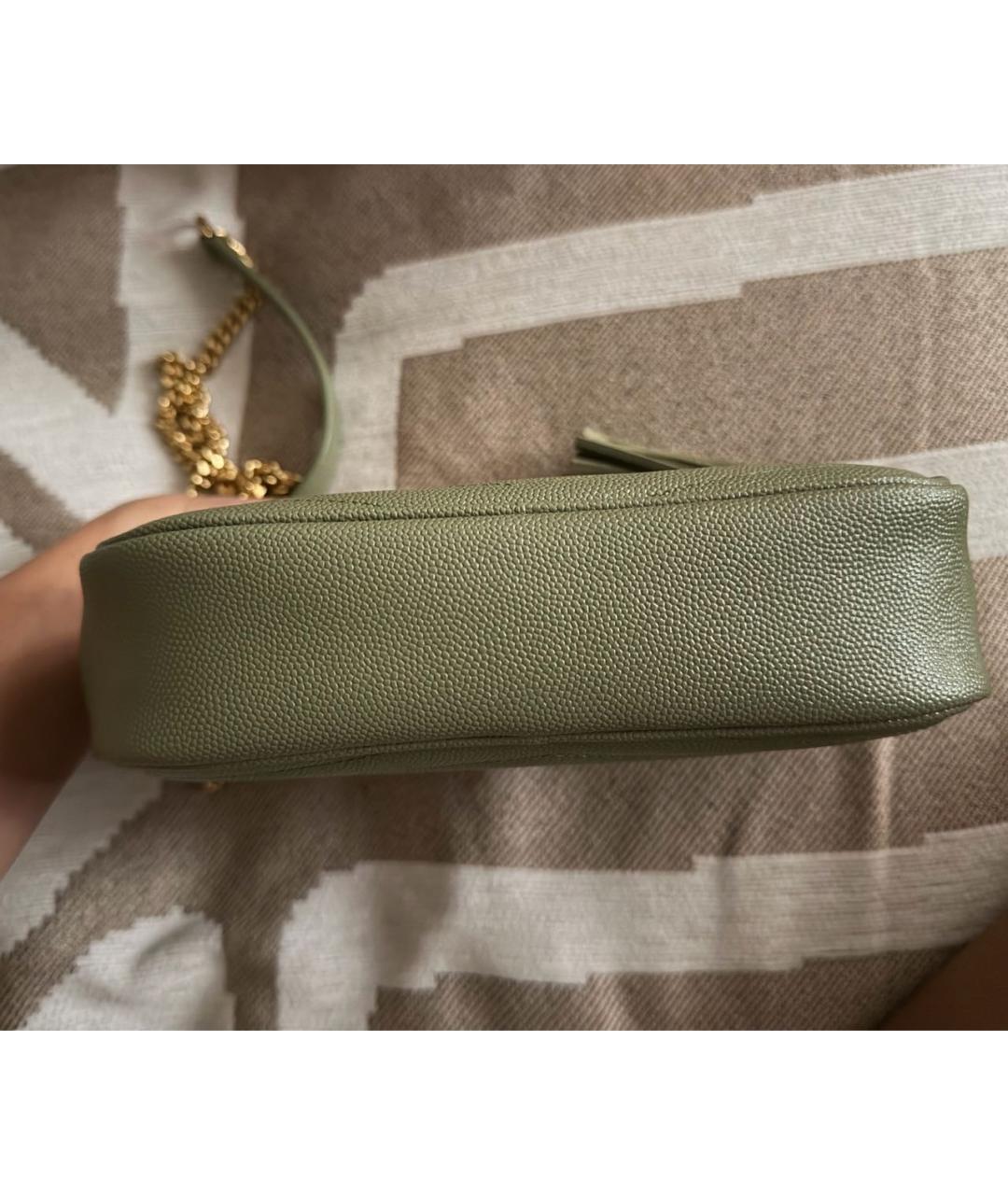 SAINT LAURENT Зеленая кожаная сумка через плечо, фото 5