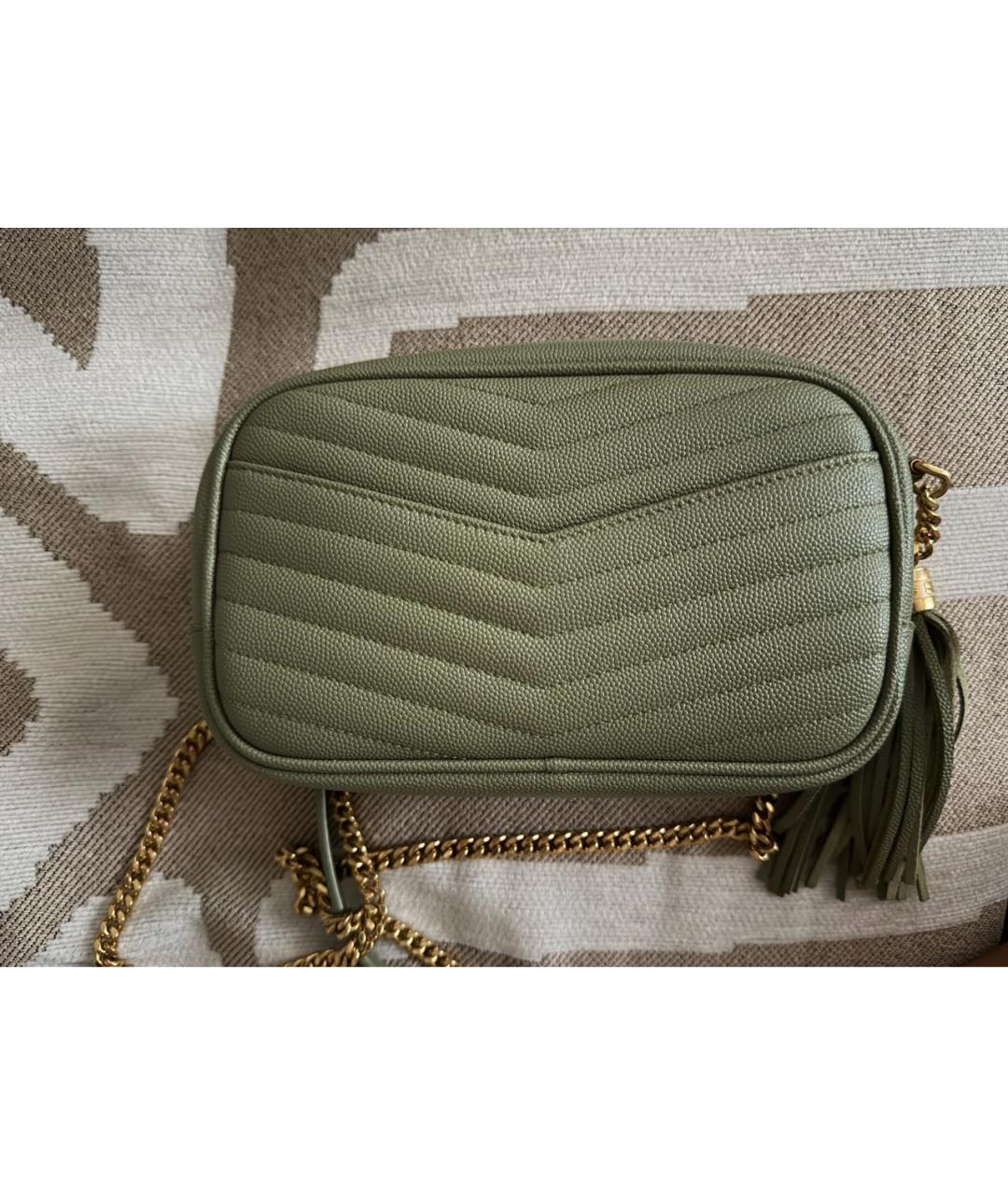 SAINT LAURENT Зеленая кожаная сумка через плечо, фото 3