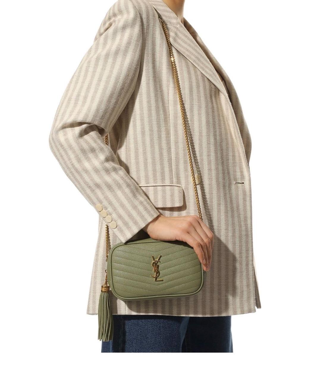 SAINT LAURENT Зеленая кожаная сумка через плечо, фото 6
