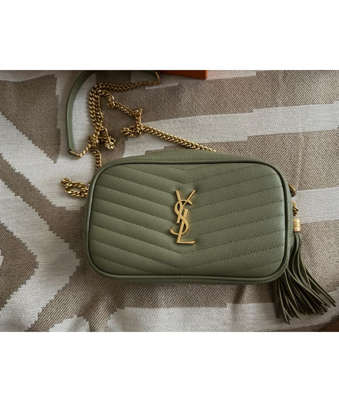 SAINT LAURENT Зеленая кожаная сумка через плечо, фото 2