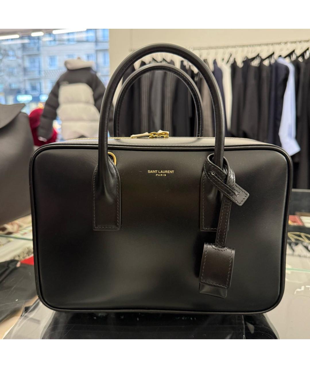 SAINT LAURENT Черная кожаная сумка с короткими ручками, фото 5