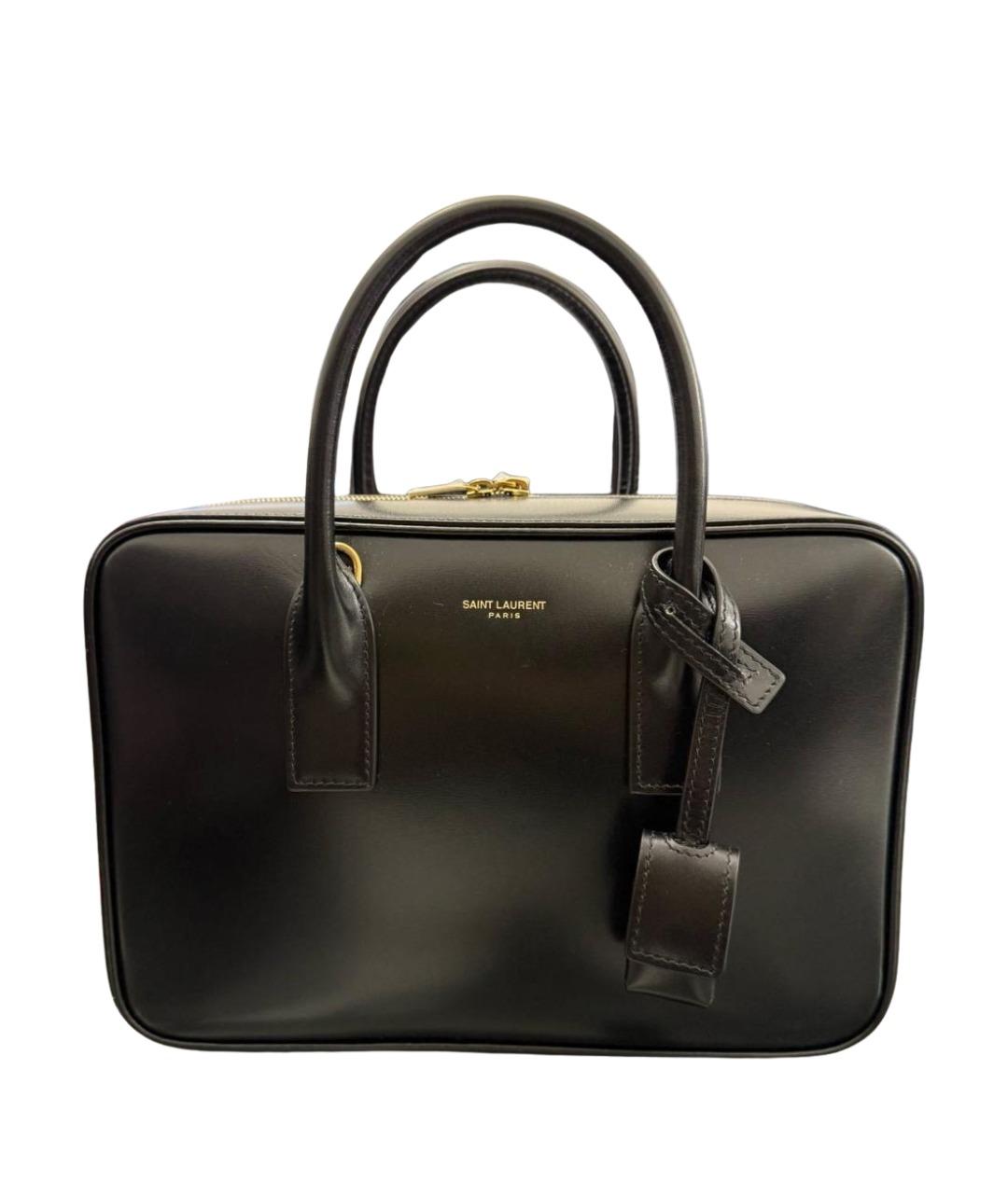 SAINT LAURENT Черная кожаная сумка с короткими ручками, фото 1