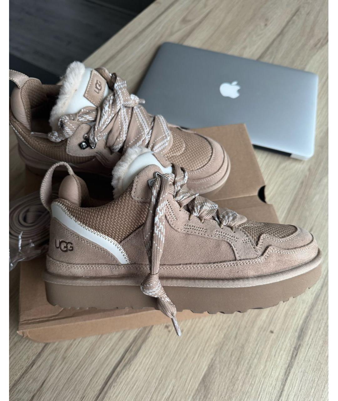 UGG AUSTRALIA Бежевые замшевые ботинки, фото 4