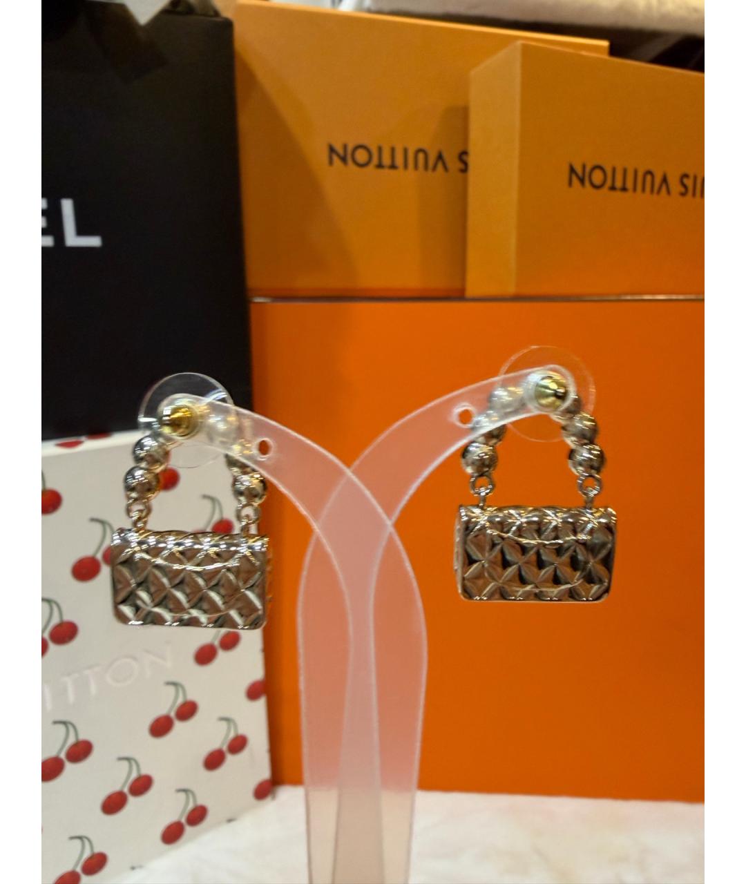 CHANEL Золотые металлические серьги, фото 4