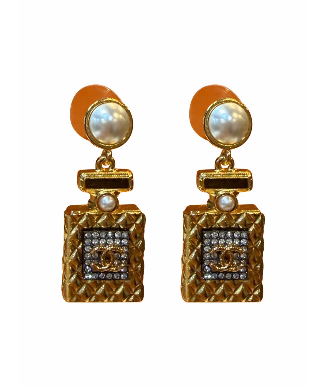 CHANEL Золотые металлические серьги, фото 1