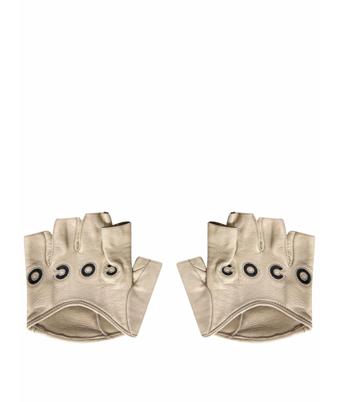 CHANEL Белые кожаные митенки, фото 1