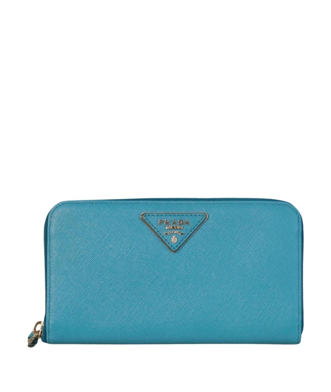 PRADA Бирюзовый кожаный кошелек, фото 1