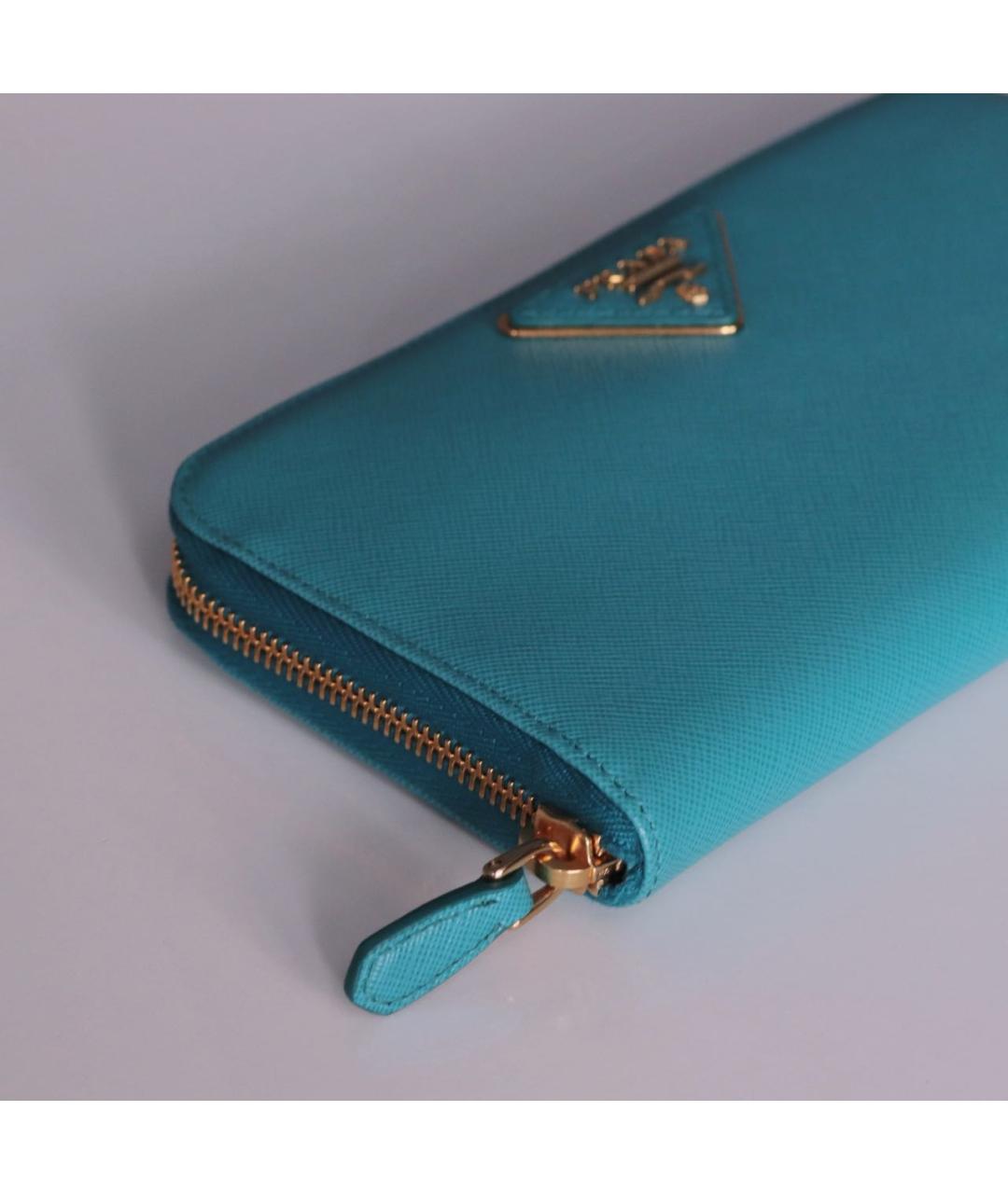 PRADA Бирюзовый кожаный кошелек, фото 5