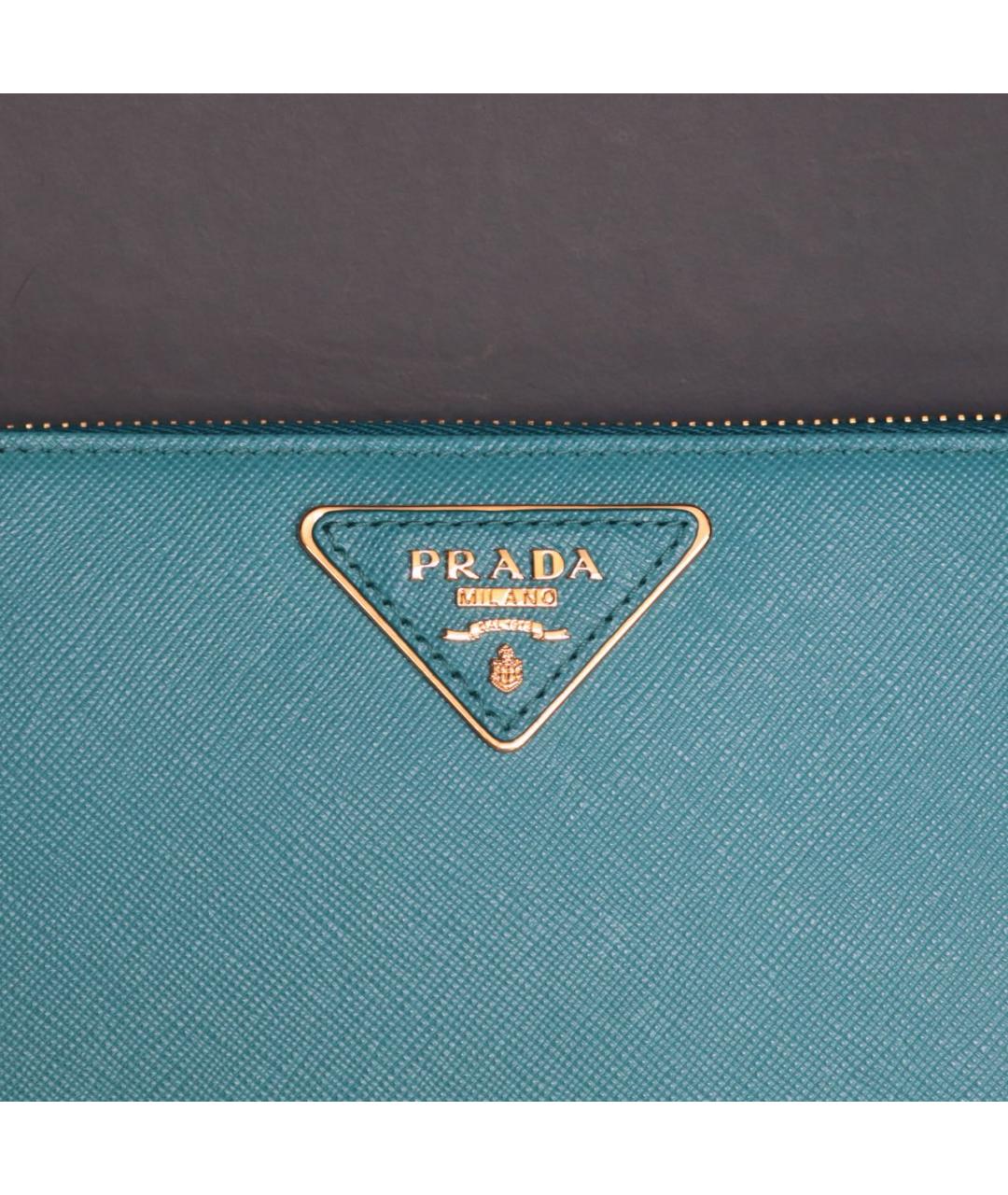 PRADA Бирюзовый кожаный кошелек, фото 4