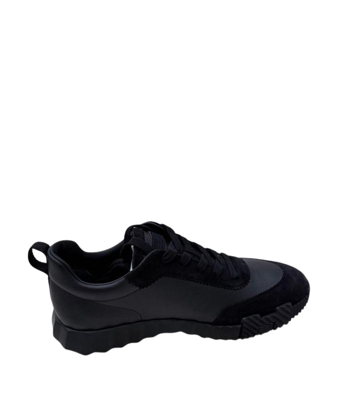 HERMES Черные кожаные низкие кроссовки / кеды, фото 1