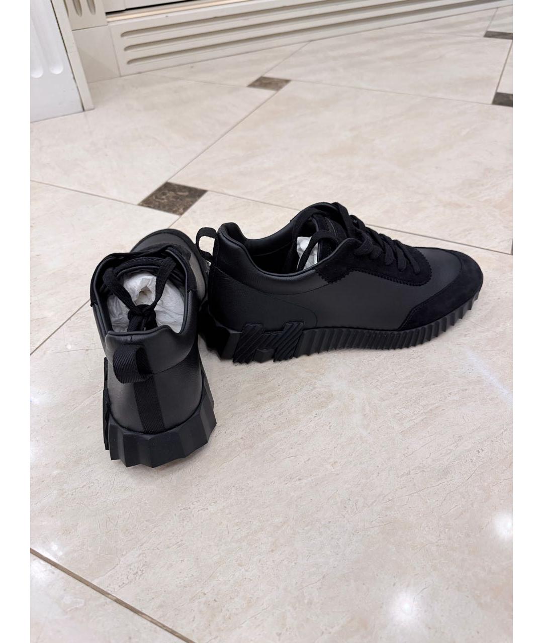 HERMES Черные кожаные низкие кроссовки / кеды, фото 6