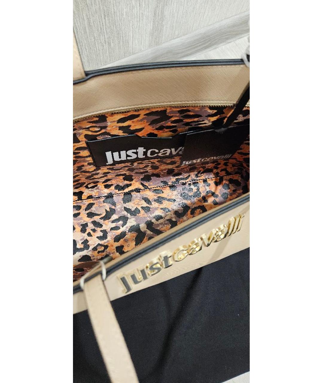 JUST CAVALLI Бежевая сумка через плечо из искусственной кожи, фото 3