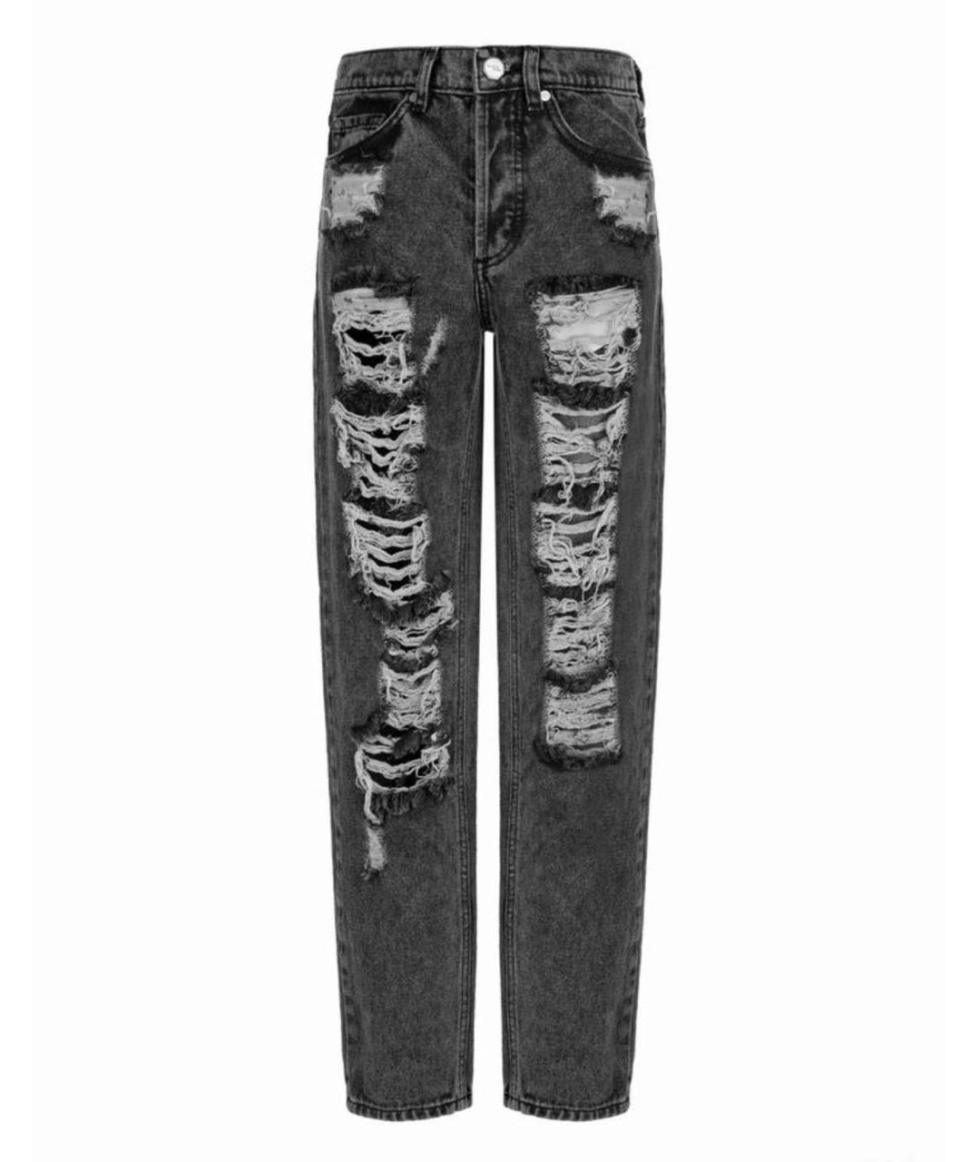 YANA RASKOVALOVA Антрацитовые хлопковые прямые джинсы, фото 1