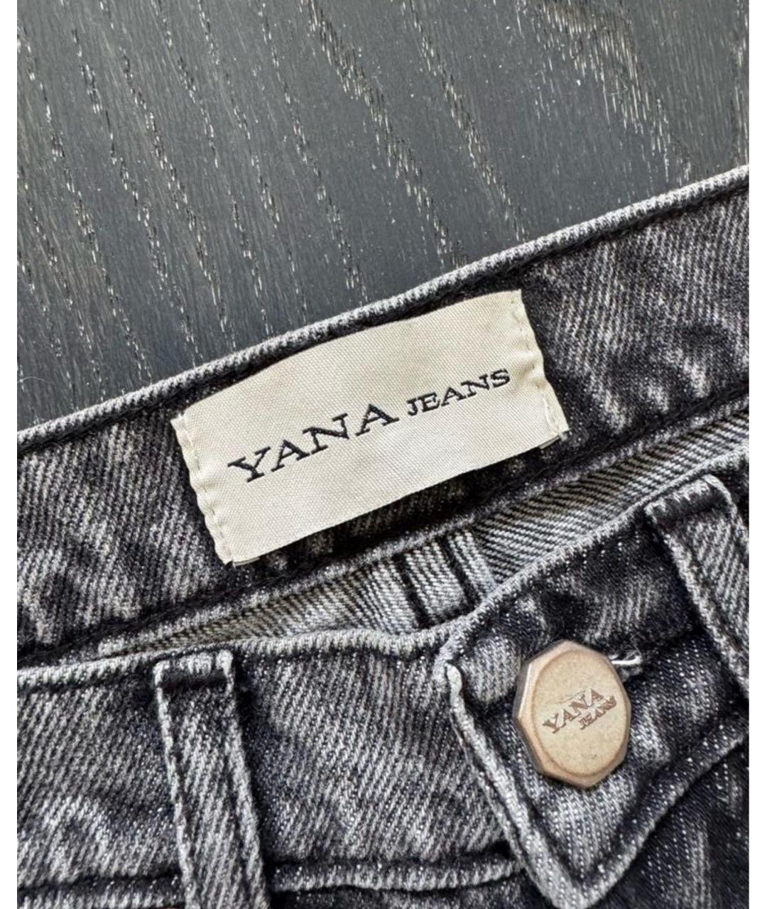 YANA RASKOVALOVA Антрацитовые хлопковые прямые джинсы, фото 8