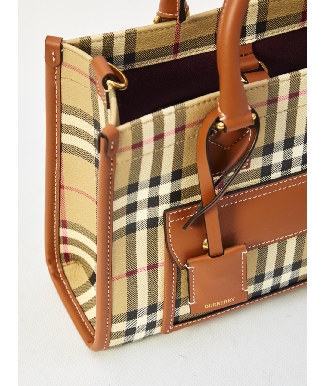 BURBERRY Коричневая сумка через плечо из искусственной кожи, фото 4