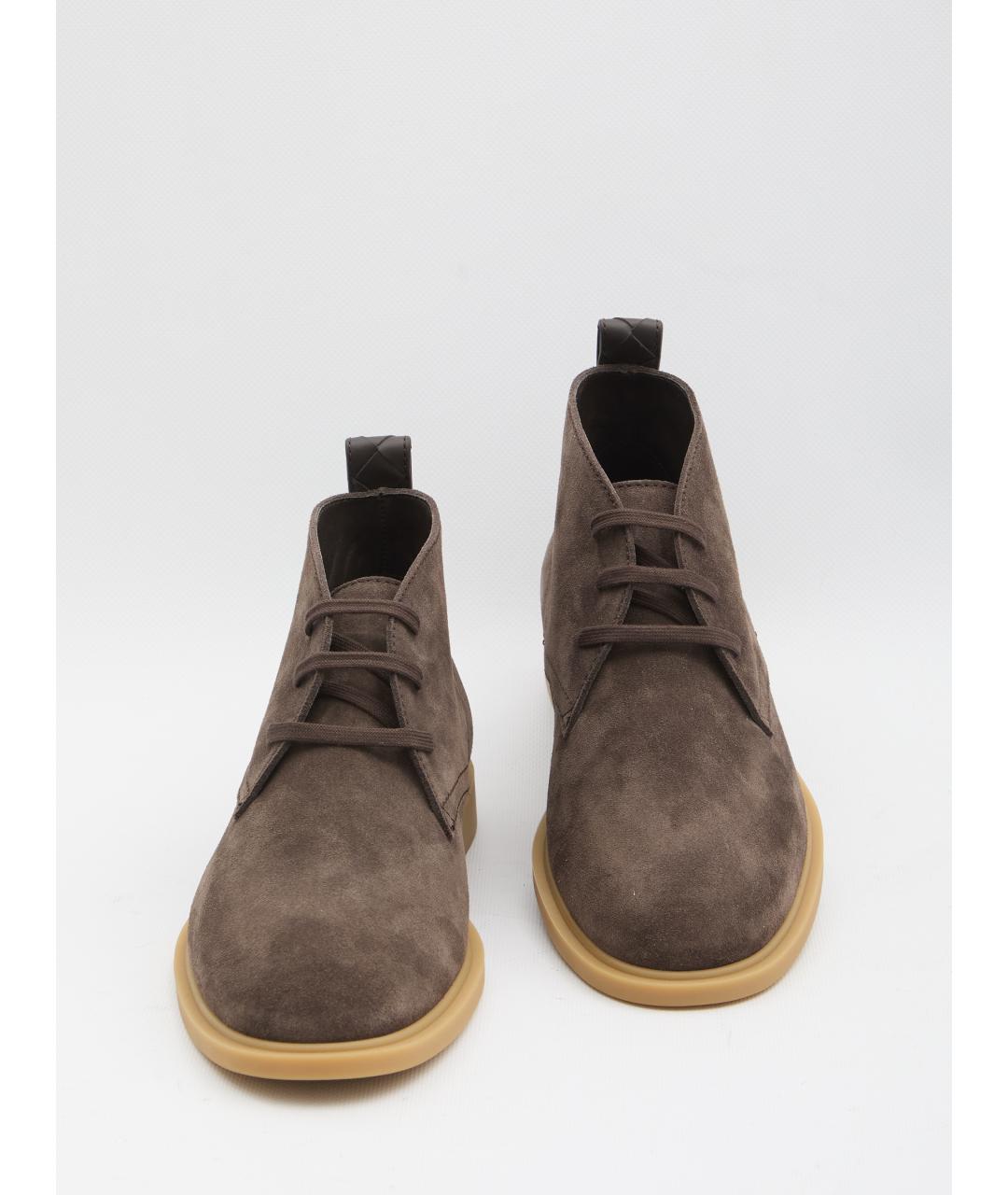 BOTTEGA VENETA Коричневые кожаные низкие ботинки, фото 5