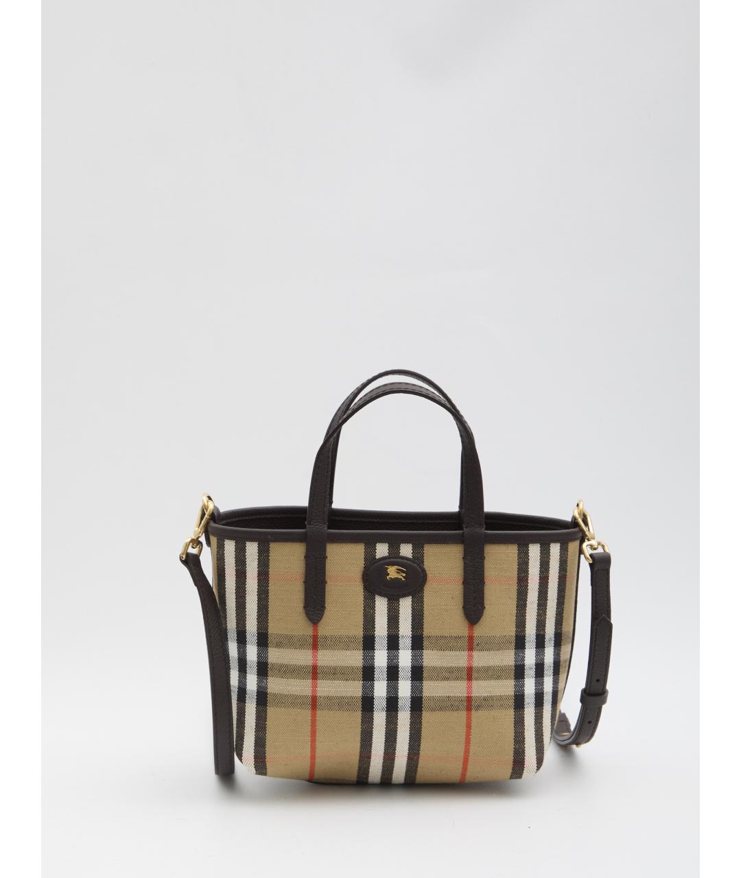 BURBERRY Коричневая кожаная сумка тоут, фото 4