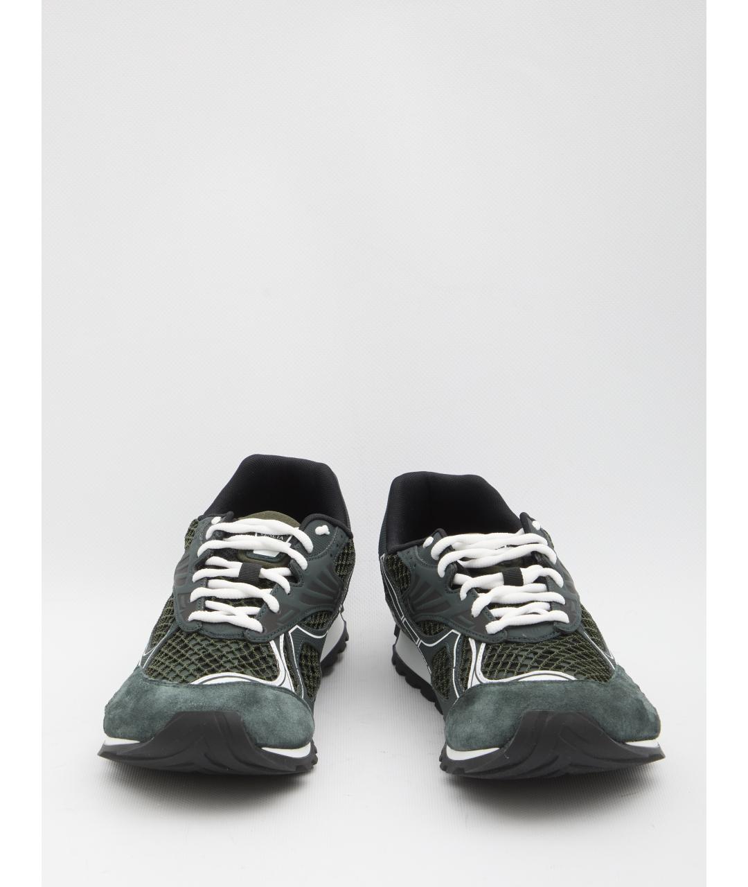 BOTTEGA VENETA Зеленые текстильные низкие кроссовки / кеды, фото 5