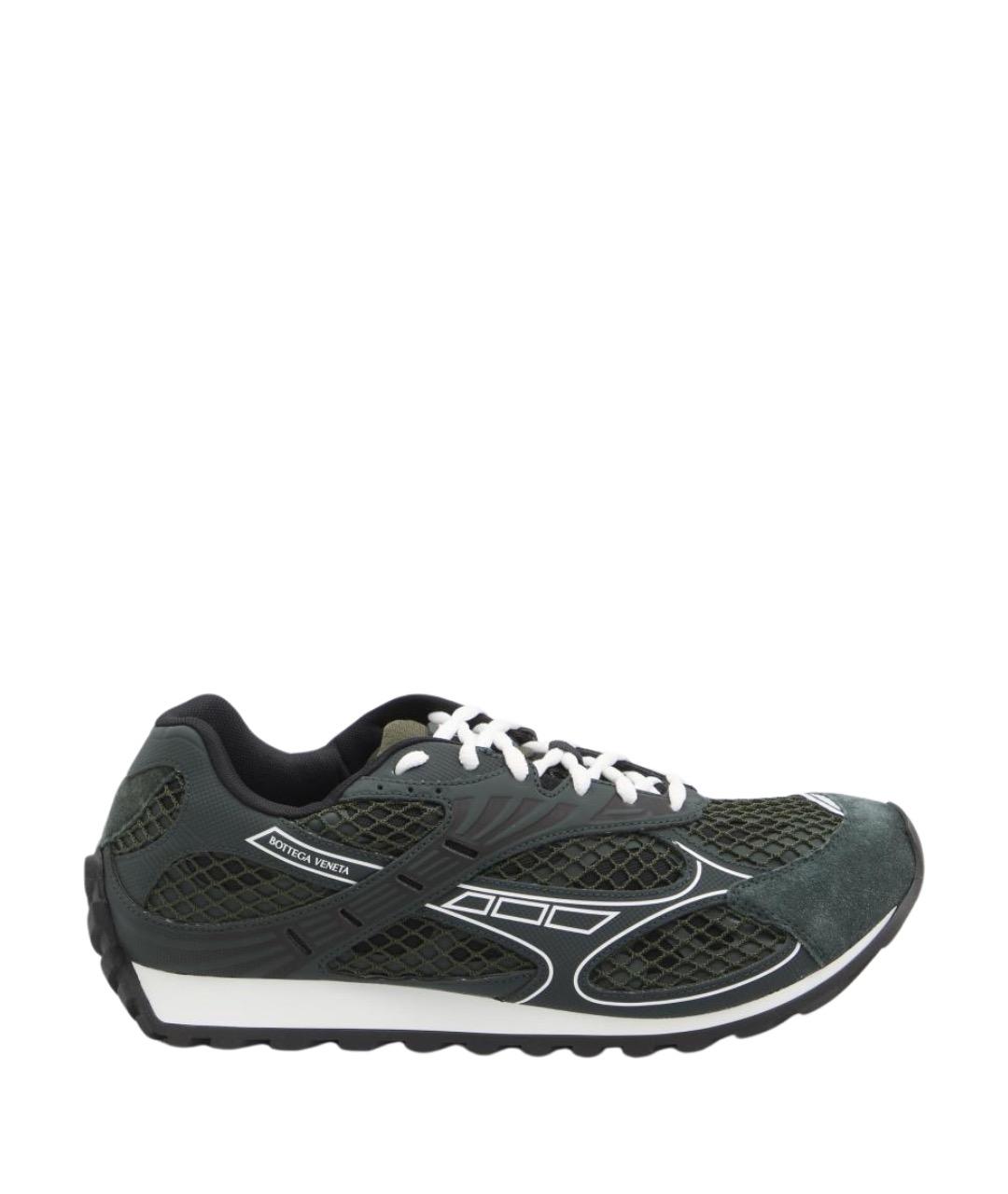 BOTTEGA VENETA Зеленые текстильные низкие кроссовки / кеды, фото 1