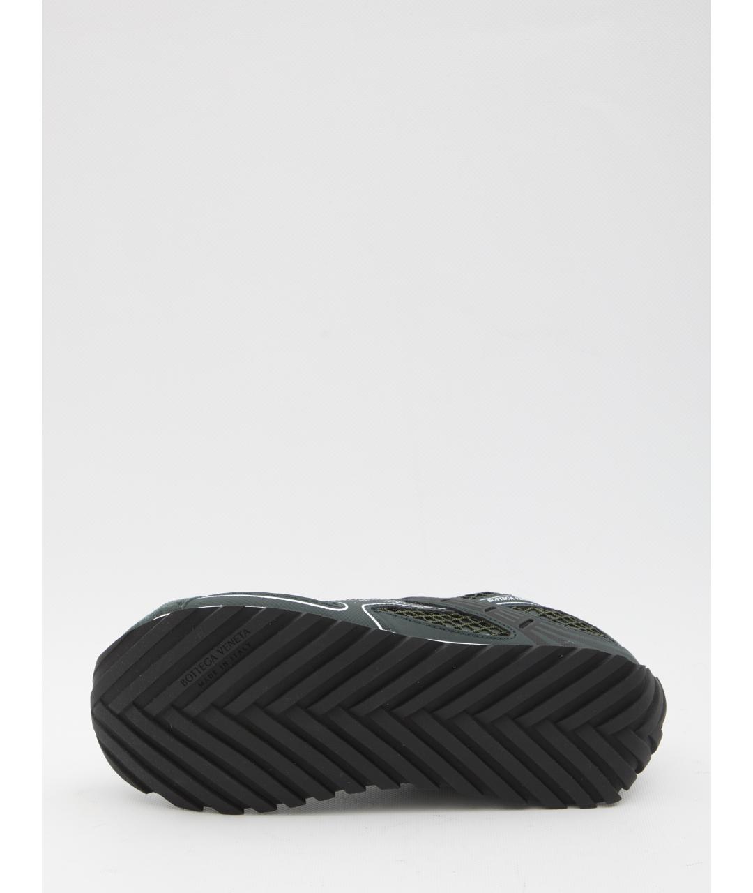 BOTTEGA VENETA Зеленые текстильные низкие кроссовки / кеды, фото 4