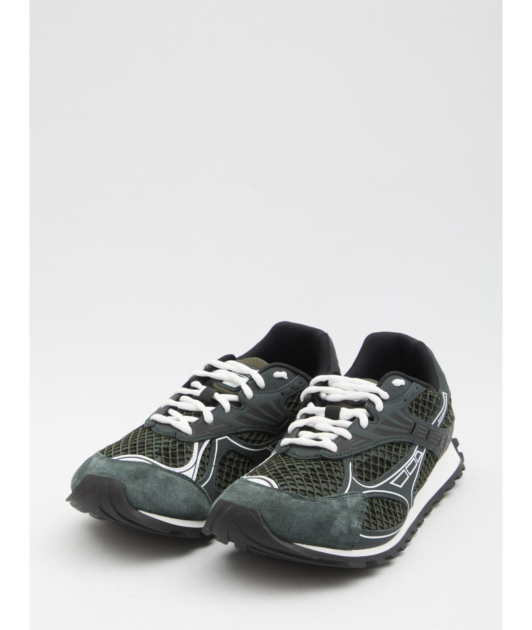 BOTTEGA VENETA Зеленые текстильные низкие кроссовки / кеды, фото 2