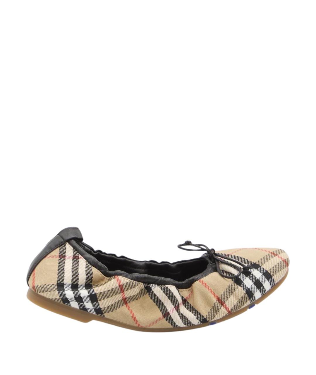 BURBERRY Бежевые текстильные балетки, фото 1