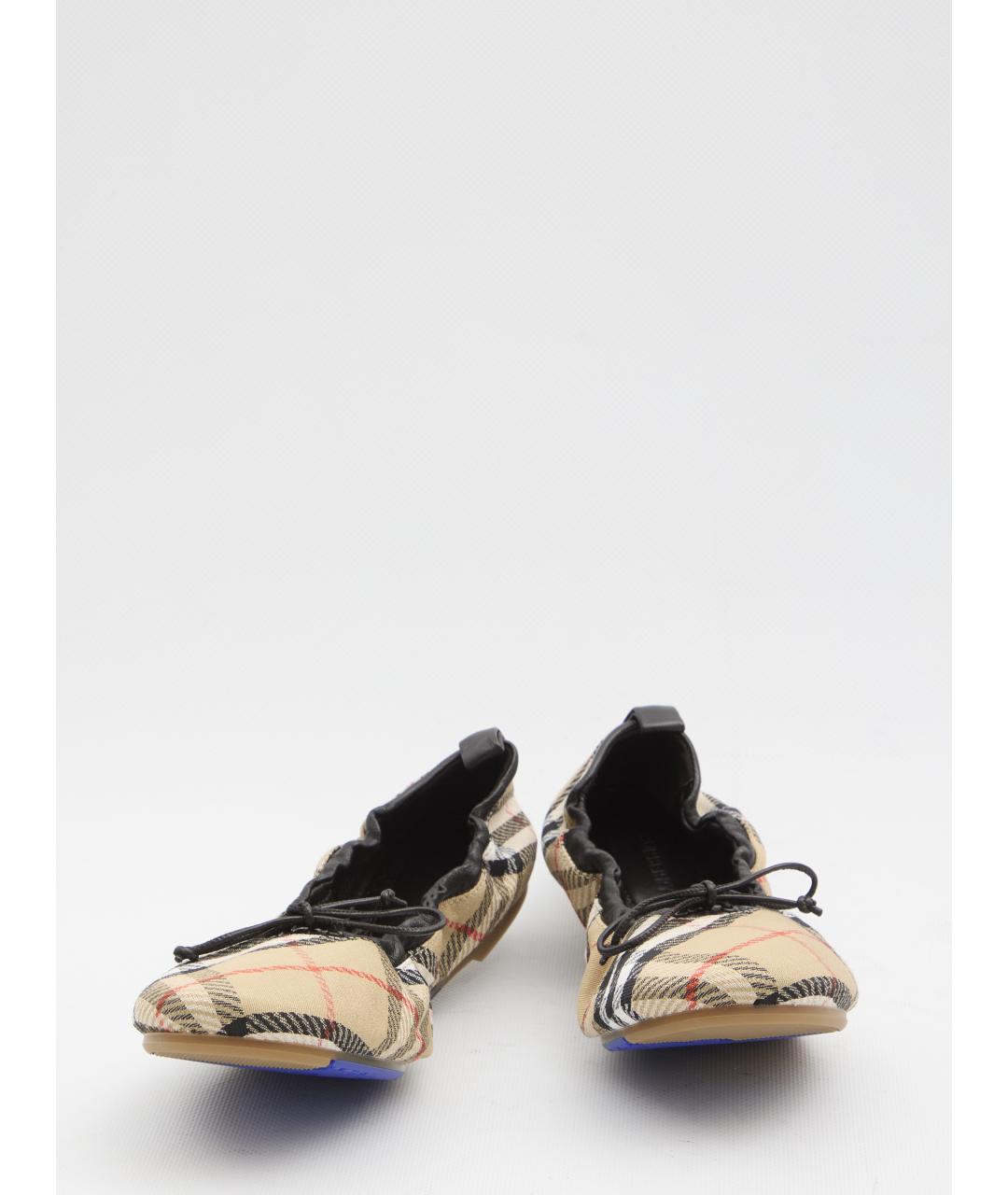 BURBERRY Бежевые текстильные балетки, фото 5