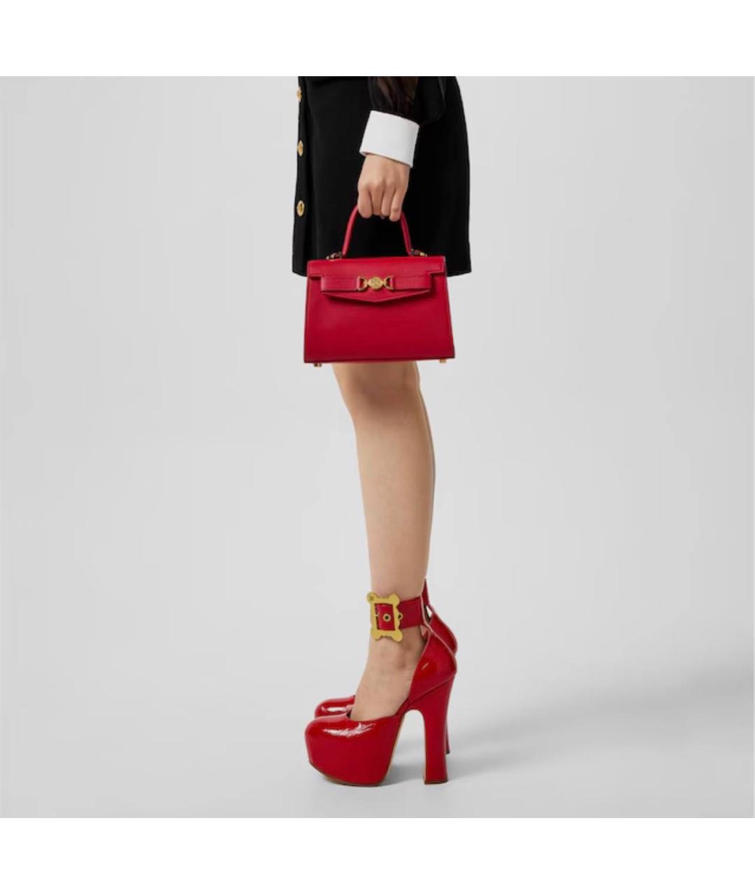 VERSACE Красная кожаная сумка с короткими ручками, фото 3