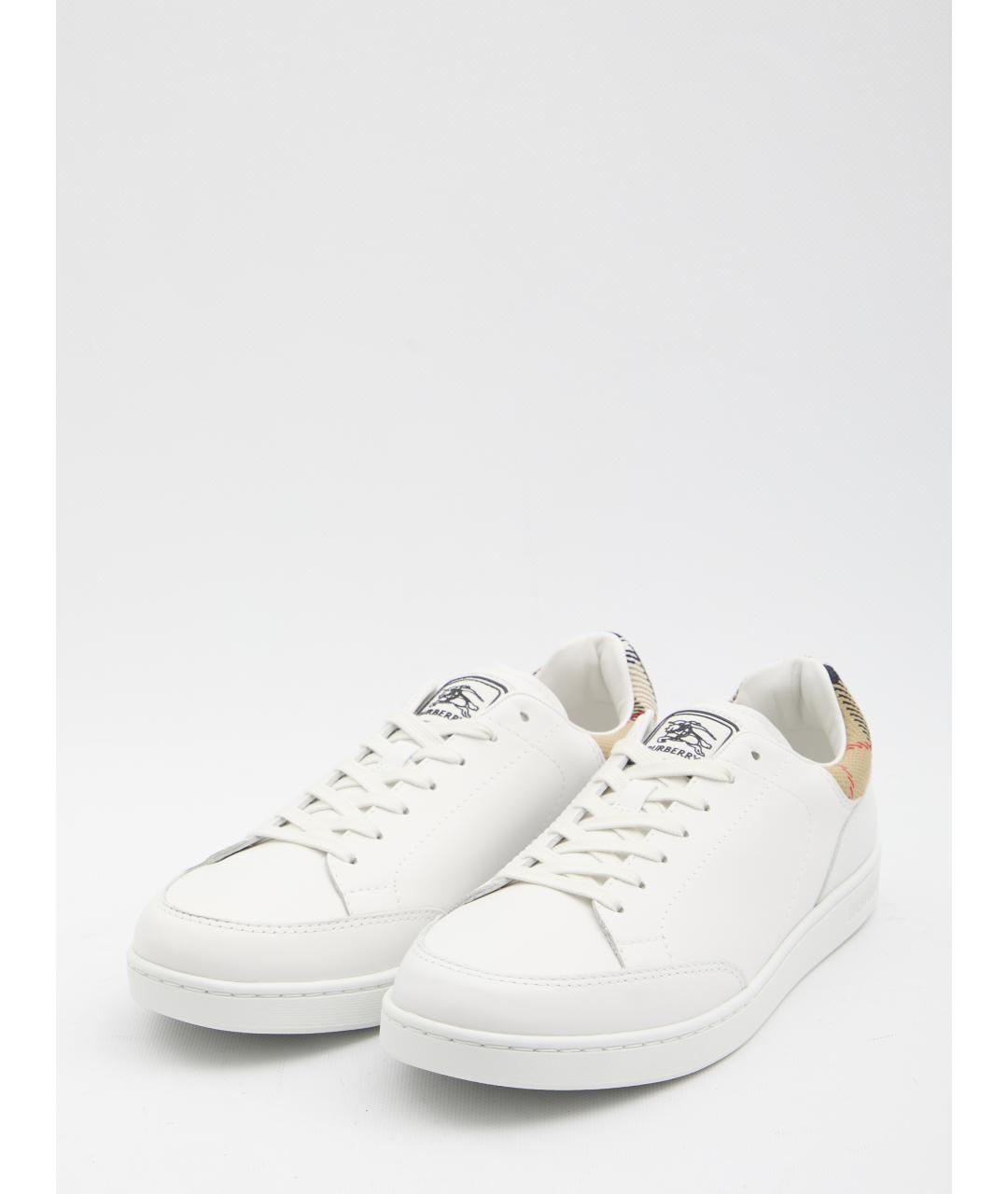 BURBERRY Белые кожаные низкие кроссовки / кеды, фото 2